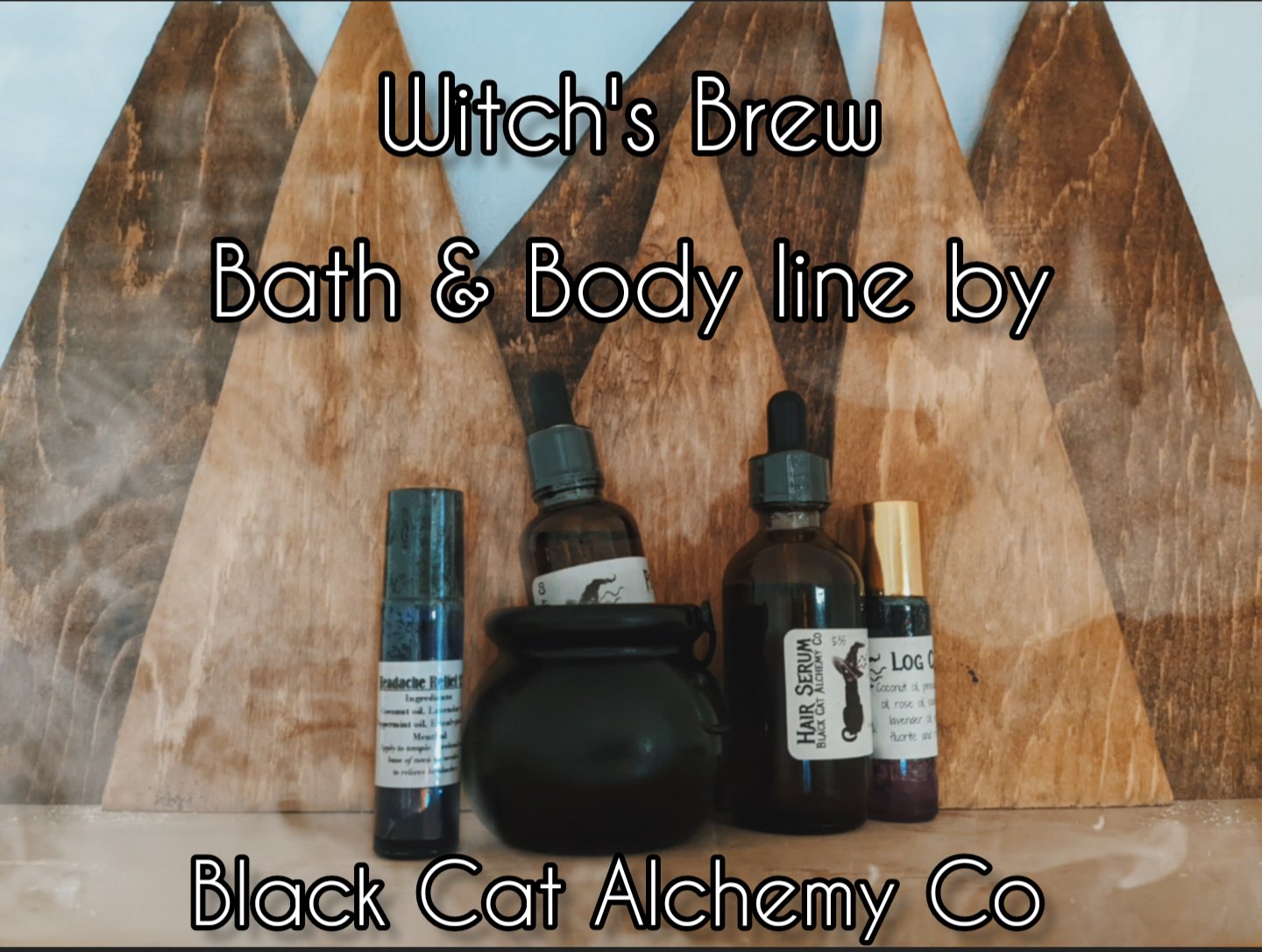 Witch’s Brew bath and body collection featuring handmade soaps, oils, and magical self-care products