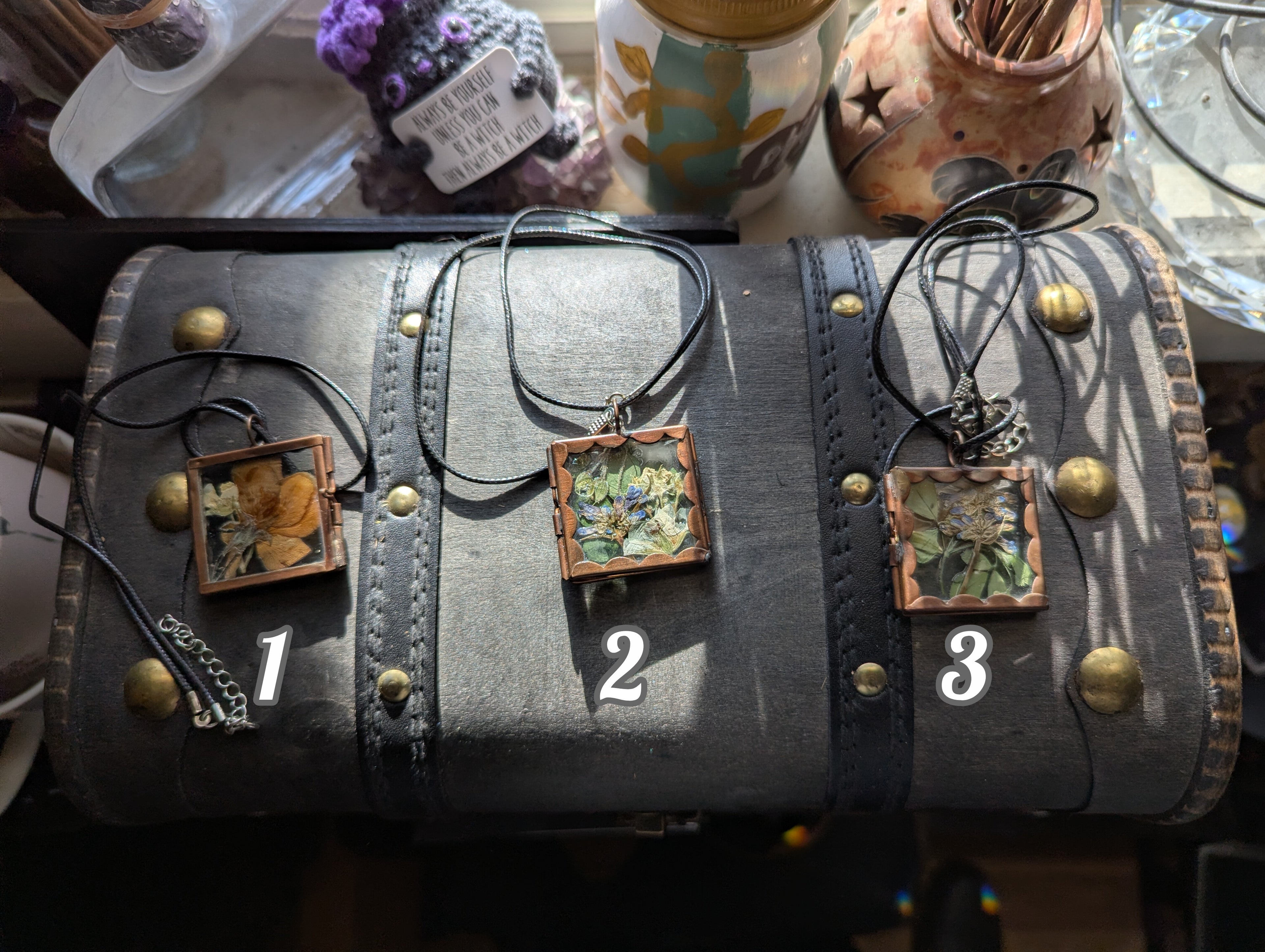 Pressed flower locket