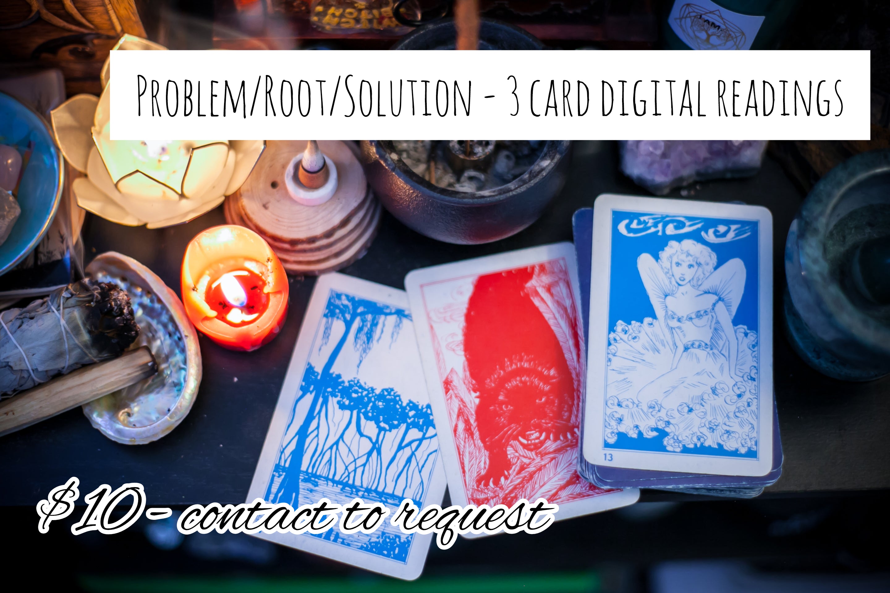 Three-card tarot reading offering focused guidance, featuring an intuitive spread for clarity on situations, decisions, and next steps.